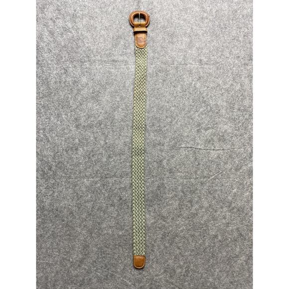 Eddie Bauer Belt Womens XS Green Braided Woven Tan Faux Leather Vintage - Picture 2 of 10